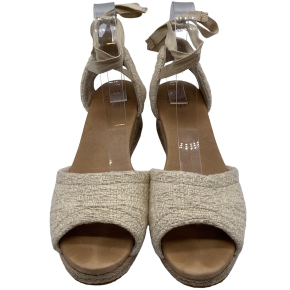 UGG Sandals Delmar Natural Espadrille Wedge Ankle Tie Size 8.5 - Picture 8 of 16